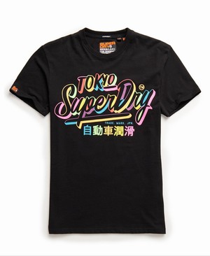 Superdry Ticket Type Box Fit Férfi Pólók Fekete | QIJBF8251